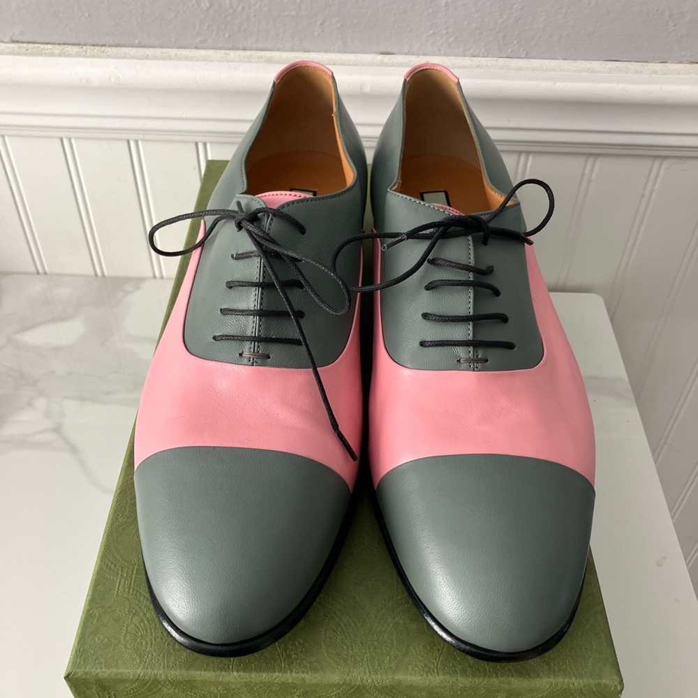 Gucci Pink and Gray Lace-Up Shoes